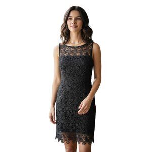 BB Dakota Steve Madden Black Lace Sheath Dress Sleeveless Open Back Size 4
